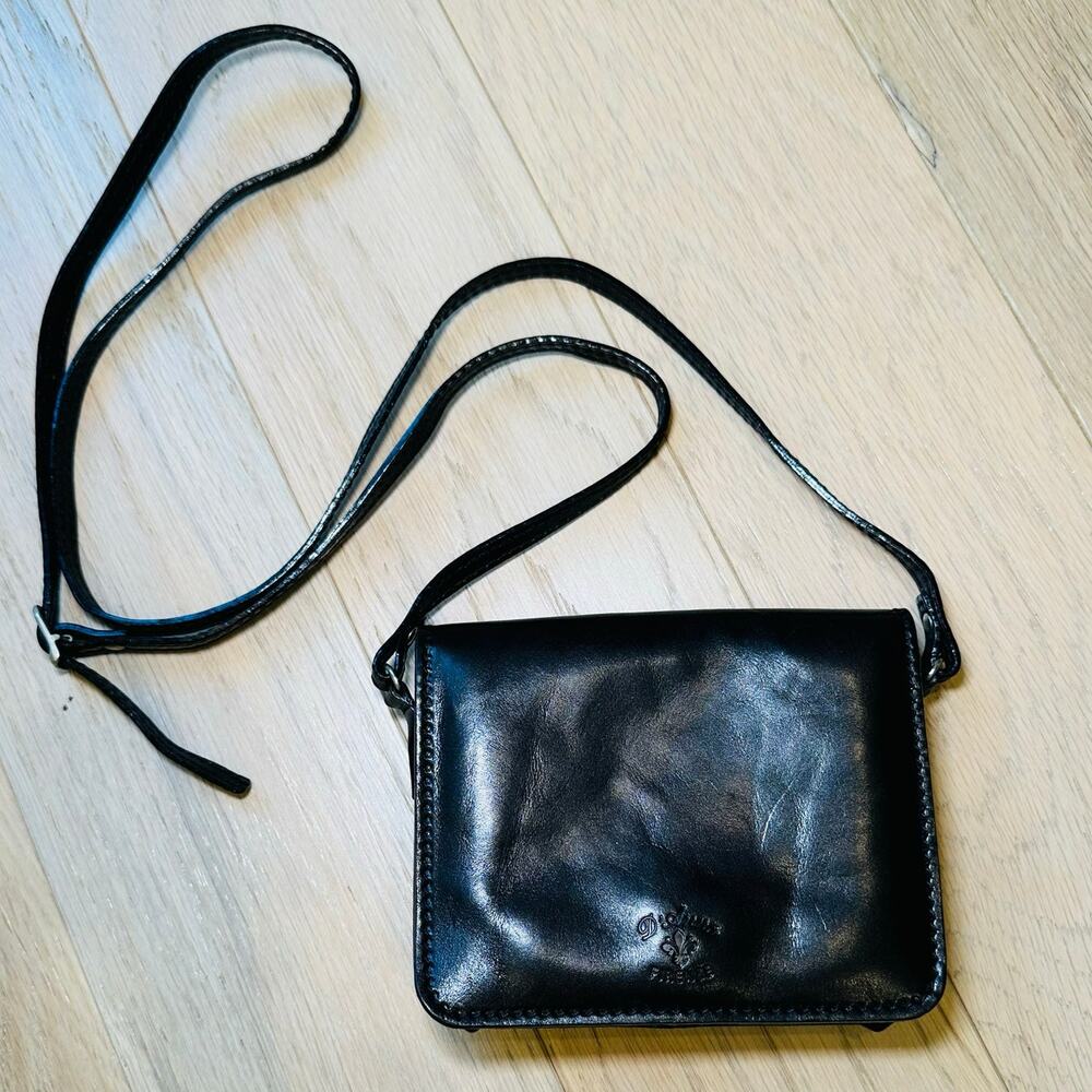 Vintage D’Anna Firenze Italian Leather Black Crossbody Flap Purse